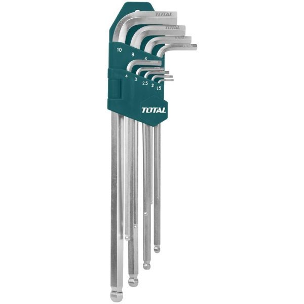 Llaves Allen Hexagonal 9 Piezas punta esférica Extra Larga TOTAL THT106292