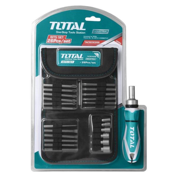 Juego de Puntas Atornillar 26 Piezas y 1 Trinquete TOTAL TACSD30266