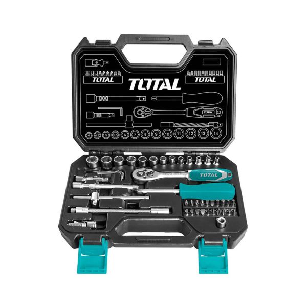 Caja Herramientas 45 piezas 1/4" TOTAL THT141451
