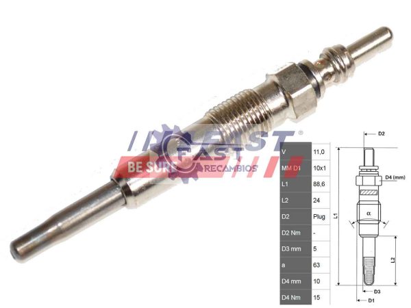 Bujía de precalentamiento para Renault Master marca FAST FT82726