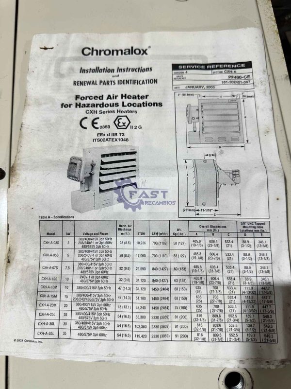 Heater CHROMALOX CXH - Image 2