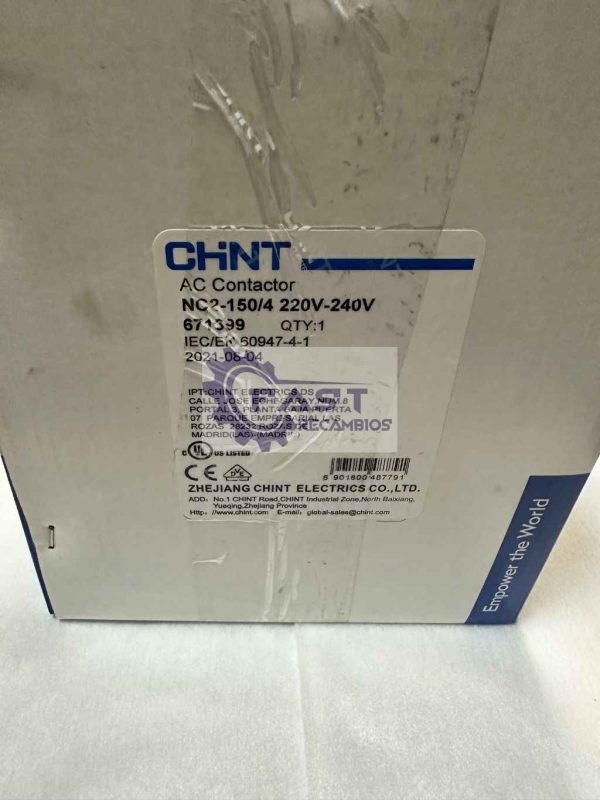 Contactor de 4 polos marca CHINT modelo NC2 150/4 - Image 3