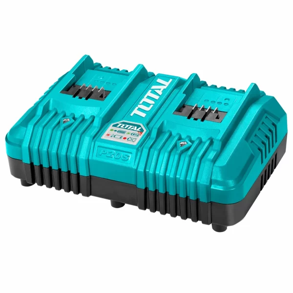 Cargador Rápido Doble Para Batería Litio Ion 20v  TOTAL TCLI2034E