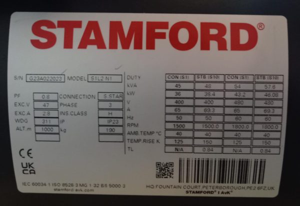 Alternador Stamford 40 kva modelo S1LS N1 - Image 2